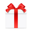 White vector gift box in a front view, isolated on background.