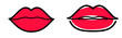 red lips linear icon