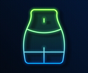 Poster - Glowing neon line Women waist icon isolated on blue background. Vector