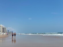 Daytona Beach Is A City On Florida’s Atlantic Coast. A City In Volusia County, Florida, United States. The Beach Has Hard-packed Sand Where Driving Is Permitted In Designated Areas. 