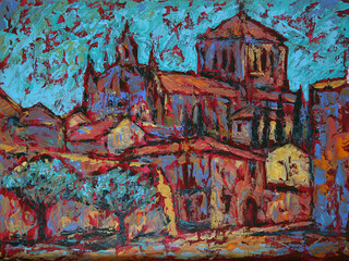 Poster - Art painting of the Convento de San Esteban in Salamanca city, Spain