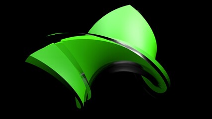 Poster - Abstract green and glass icon on black background - 3D rendering illustration