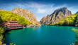 Stunning spring view of popular tourist destination - Matka Canyon. Amazing morning scene of North Macedonia, Europe. Traveling concept background..