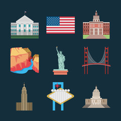 Poster - american landmark and symbols