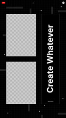 Poster - Black Vertical Banner Create Whatever with Two Spots For Your Content Under Background. Vector illustration