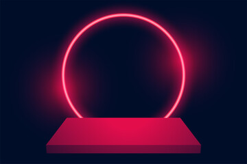 Wall Mural - display podium with neon circle background