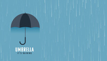Falling Rain With Black Umbrella Background