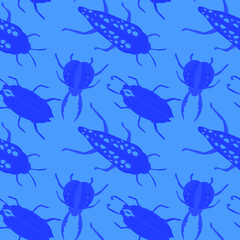 Wall Mural - Creative seamless pattern with colorful hand drawn beetles. Colorful print for any design.	