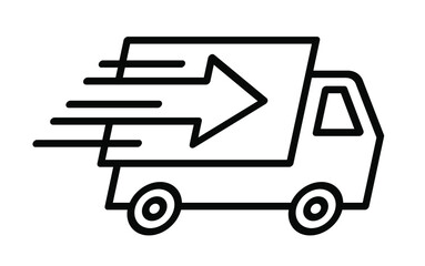 Vector delivery arrow truck icon symbol, Pictogram flat linear design for apps and websites, Isolated on white background