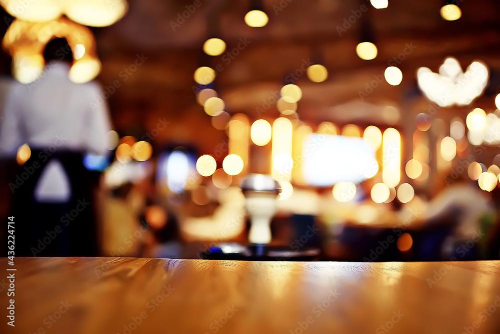 blurred background in restaurant interior / serving and details in blurred bokeh background, concept catering, restaurant modern