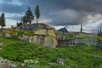 Wall Mural - Russia. South of the Krasnoyarsk territory, Eastern Sayans. All the passes of the natural mountain Park 