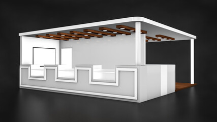 Poster - 3D illustration of an empty exhibition stand