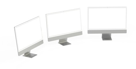 Wall Mural - Workspace blank screen desktop computer, Mockup computer