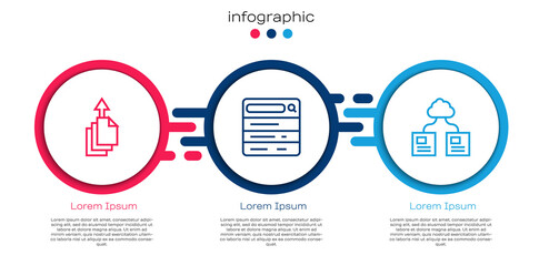 Aufkleber - Set line Data export, Search engine and Cloud technology data transfer. Business infographic template. Vector