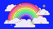 Cute vector illustration of rainbows and clouds.