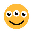 © M-SUR - Triple-eyed mutant, monster and creature. Emoji and emoticon of ugly person with deformation. Vector illustration isolated on white.