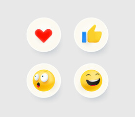 Poster - Thumb up, heart, laugh and shock reaction buttons. Useful for web and mobile applicatiions