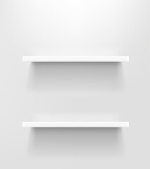 Poster - Two white shelves on white wall