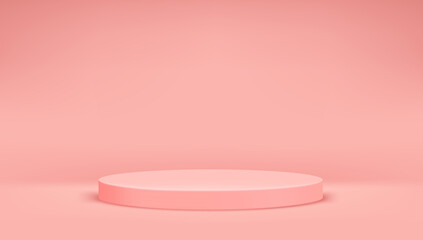 Poster - Bright pastel color studio with circle stage