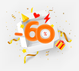 Aufkleber - sixty percent discount vector banner