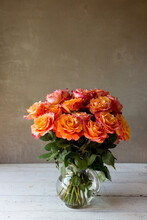 Bouquet Of Roses In Vase 