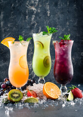 Poster - lemonades multicolor vitamins refreshing Summer cold drink and cocktail. Healthy drinks