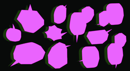 Poster - Set of hand drawn speech bubbles for comic book. 