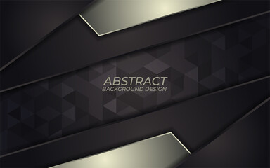 Abstract golden metallic line on a dark background. Luxury overlap direction design. Futuristic modern dark gray backdrop.