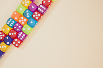 Sticker - Dice in a row isolated on a beige background