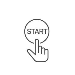 Poster - Finger pressing start button outline icon Hand pushing button