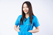 © Timeimage - Portrait of an Asian nurse on a white background