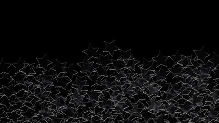 Fototapete - Glass Stars pattern isolated on black background. 3D rendering.