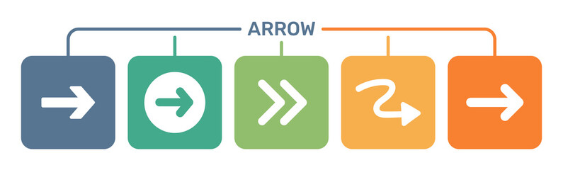 Poster - Arrow set icon. Colorful arrow symbols design.