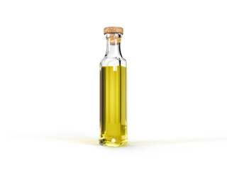 Letter I shaped bottle with olive oil inside. 3d illustration, suitable for cooking, alphabet and healthy eating themes