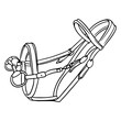 Horse harness bridle for riding vector illustration in line style for coloring book