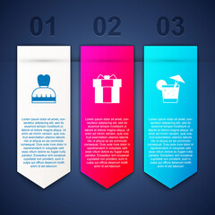 Wall Mural - Set Woman dress, Gift box and Cocktail. Business infographic template. Vector