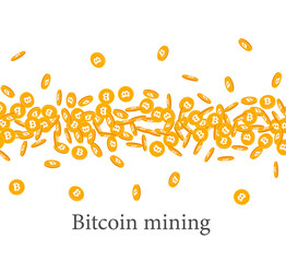 Wall Mural - Background with 3d orange Bitcoin coins.