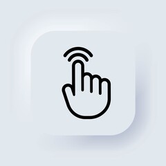 Poster - Hand cursor icon. Hand touch screen smartphone icon. Smartphone screen with clicking finger. Cursor icons vector. Neumorphic. Neumorphism. Vector