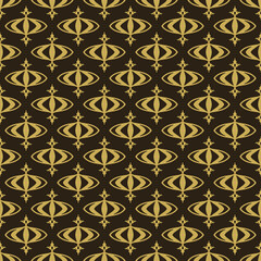 Poster - Background pattern with golden decorative elements on a black background, wallpaper. Seamless pattern, texture. Vector illustration