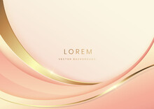 Abstract Luxury Background 3d Overlapping With Gold Lines Curve With Copy Space. Luxury Style.