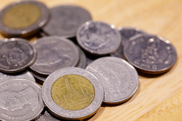 Thailand Coins (Thai Baht) background.