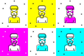 Poster - Set Nerd geek icon isolated on color background. Vector
