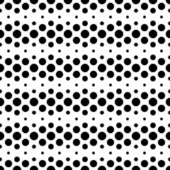 Poster - Black dots and white background. Vector repeat cirlces ornament. Same dots make simple pattern.
