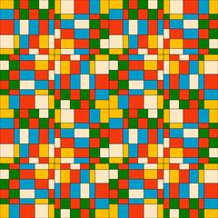 Poster - Colorful rectangles ornament. Vector and seamless shapes. Blue, orange, green and yellow rectangles.