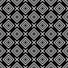 Poster - Diagonal rhombuses make simple ornament. Vector monochrome in one squares.