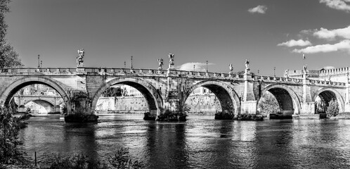 Wall Mural - Old medieval St. Angelo bridge in Rome, Italy