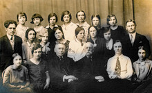 Latvia - CIRCA 1930s: A High School Graduation Group Picture. Vintage Historical Archive Photo
