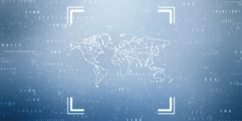 Poster - 2d illustration world map abstract background
