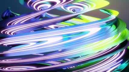 Wall Mural - 3d render abstract background. Trendy neon lines and waves. Digital illustration for wallpapers, posters and covers. Futuristic design.