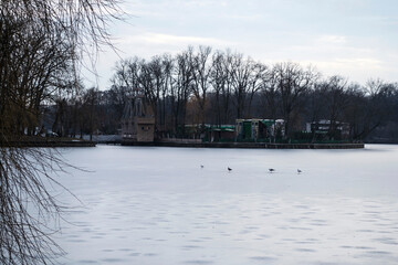 Herastrau park in winter season, Bucharest, Romania.